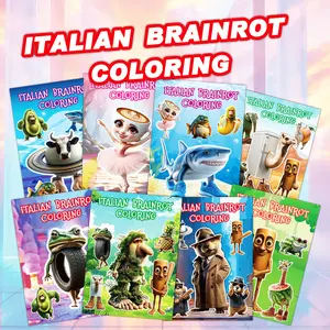 8 PCS Set, Italian Brainrot Coloring Book, Doodle Books, Stress Relief Design, Ideal Gift for Kids Teens and Adults, Fun and Creative