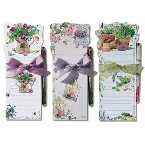 212 MAIN Floral Magnetic Clip Die-Cut List Notepad Set, Lissom Design W21074 "Floral Affection" Set of 3, Home & Wedding Supplies