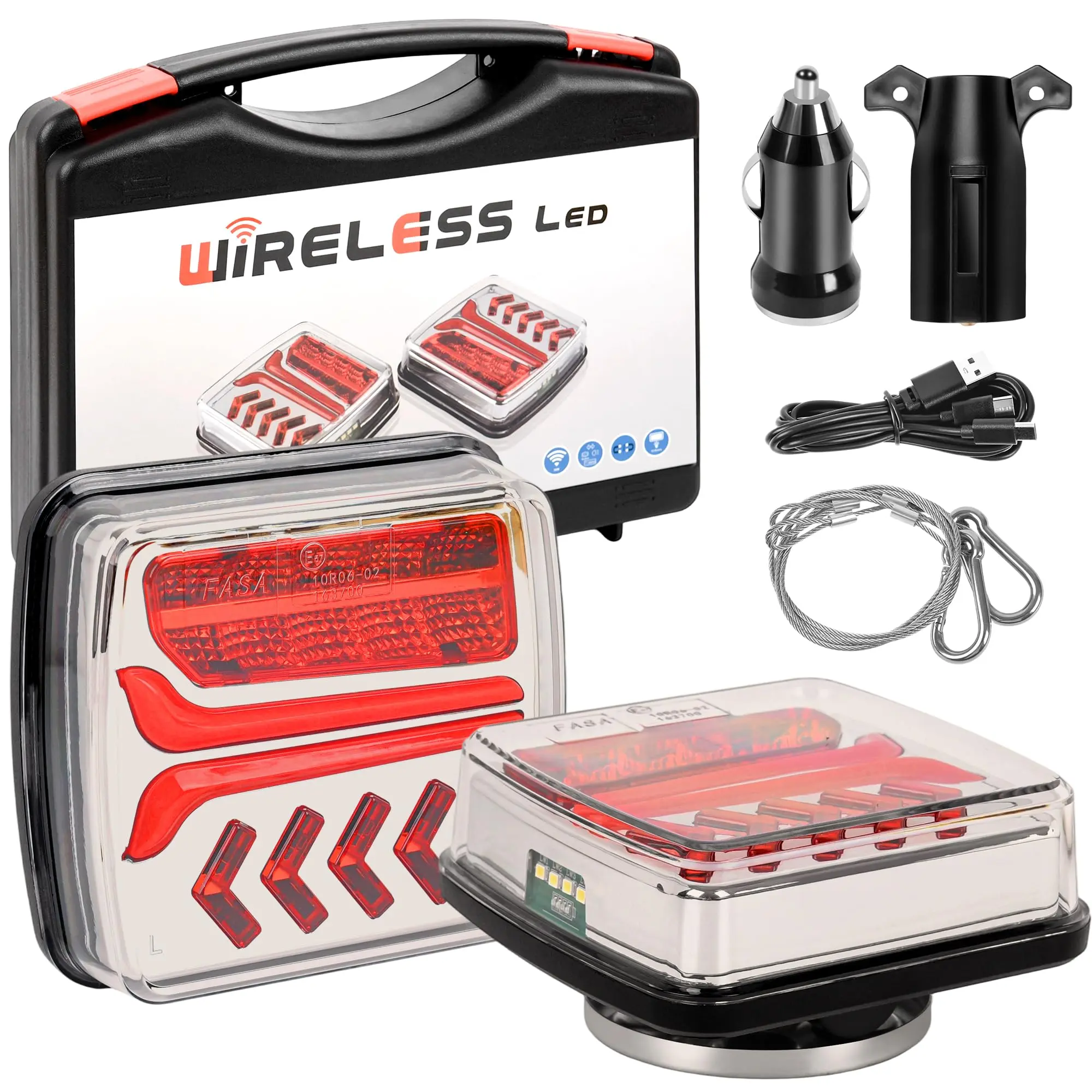 Wireless Trailer Lights Magnetic Bluetooth LED IP65 Waterproof High Brightness Red LED 4.13 x 4.13 x 2.17 inches for Trailers Boats Trucks Caravans Campers RVs Vans