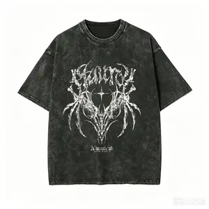 Summer New Loose Fit Casual Versatile Half-Sleeve T-Shirt  European and American Streetwear Brand Tie-Dye Washed Distressed Skull and Crossbones Print Short Sleeve