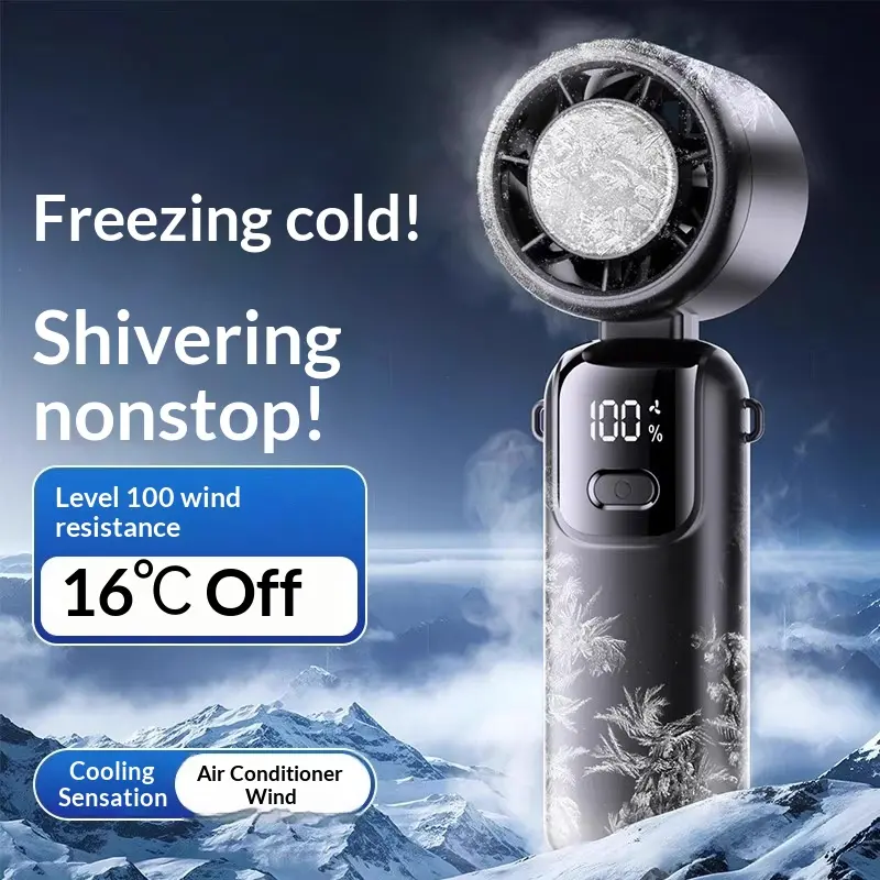 New S17 Handheld Mini USB Fan - Silent, Strong Wind, Digital Display, Dual Battery, Long Battery Life, Portable Household Appliance