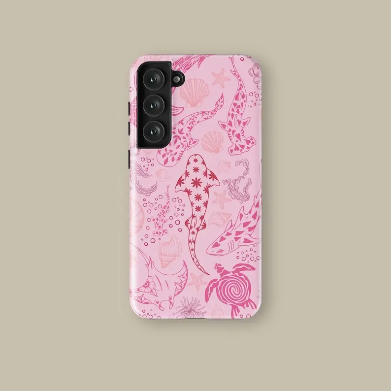 Coral Reef Whale Shark Phone Case for Samsung s24 ultra and iPhone 17, 16, 15, 14, 13, 12, 11 Pro Max, X, XR, XS Max, 8, And 7 Plus,screen protector, Compatible with iPhone 17 Air