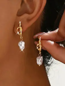 Elegant Simulated Pearl Earrings Set, French Style Minimalist Design, Perfect Gift for Women, Ideal for Daily Wear & Parties