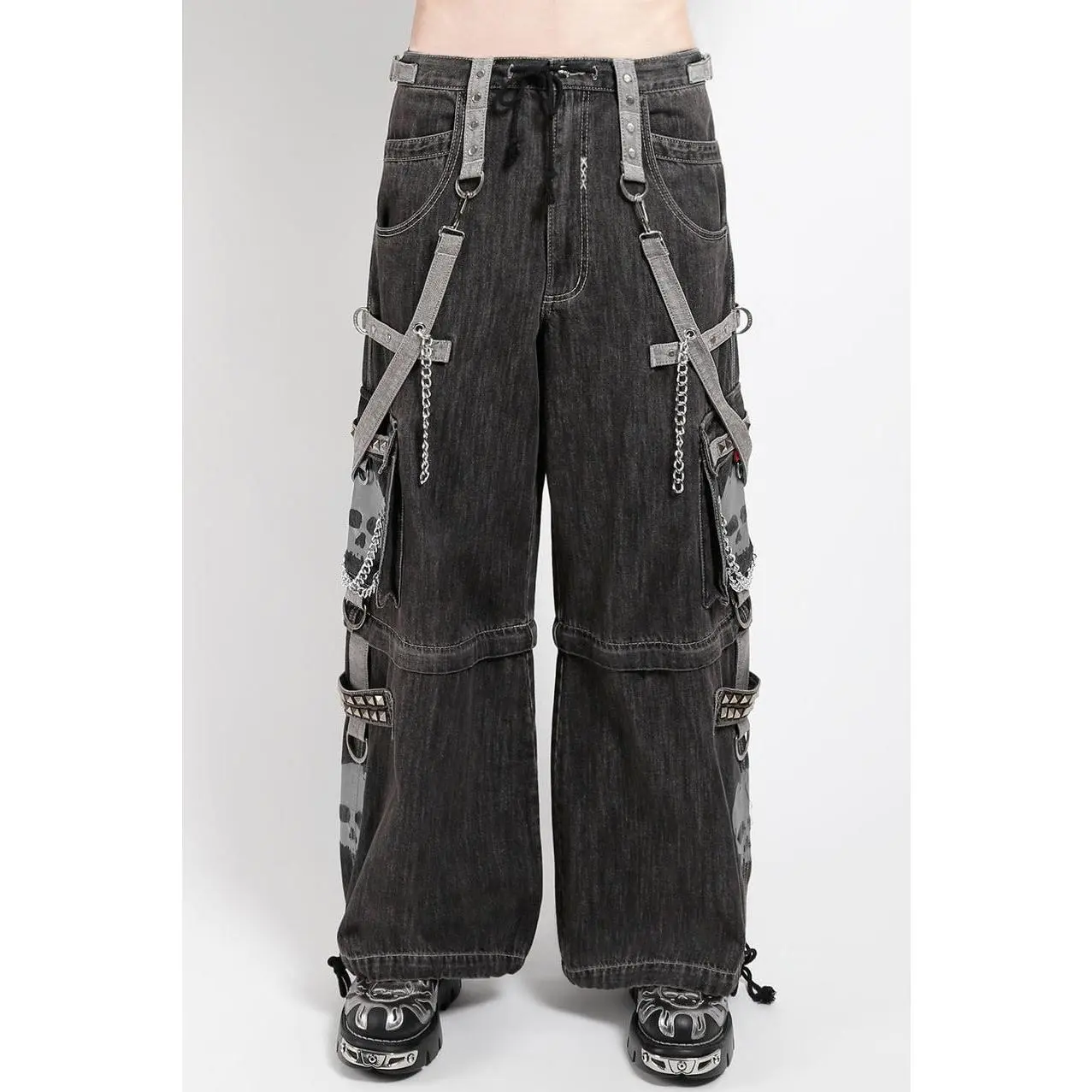 Tripp NYC Super Grey Skull Denim Pants [Black Denim]