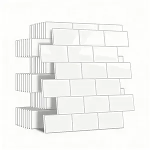 10PCS White Peel and Stick Backsplash for Kitchen, 12” x 12” Self Adhesive Subway Tiles for Wall, Stick on Backsplash for Bathroom, RV