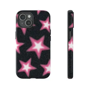 Pink Star Aura Tough Phone Case in Black  iPhone 17 16 15 14 13 12 11