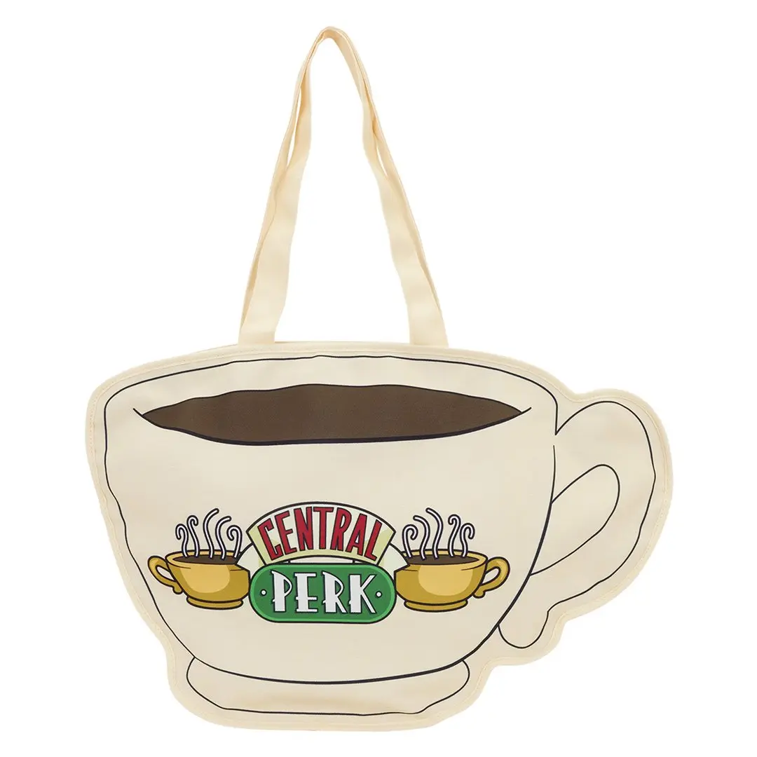 Loungefly Warner Bros. Friends Central Perk Faux Leather Oversized Tote Bag - Coffee Cup Shaped Everyday Bag with Zip Closure, Printed Design, Bags For Everyday