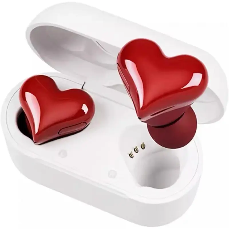 Heart Shaped Chargeable Dual BT 5.3 Noise Canceling Headphone Earbuds - Waterproof Audio Earphones with Gyro Sensor, USB Charging Case, for Gym Use & Party Gifts (Home & Festive Party Supplies) summerwins, Heart Shaped Earphone, Waterproof Sports Headphon