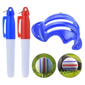 Golf Ball Line Marker Template, Three-Line Precision Golf Aiming Guide, Includes Two Colored Markers, Training Aid for Beginners and Pros