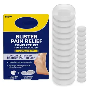 Blister Pain Relief Complete Kit, 12 ct - The Only Blister Treatment with an Active Pain Reliever, Seal & Heal Bandages with Hydrogel Technology, Blister Pads, 4% Lidocaine to Numb Pain