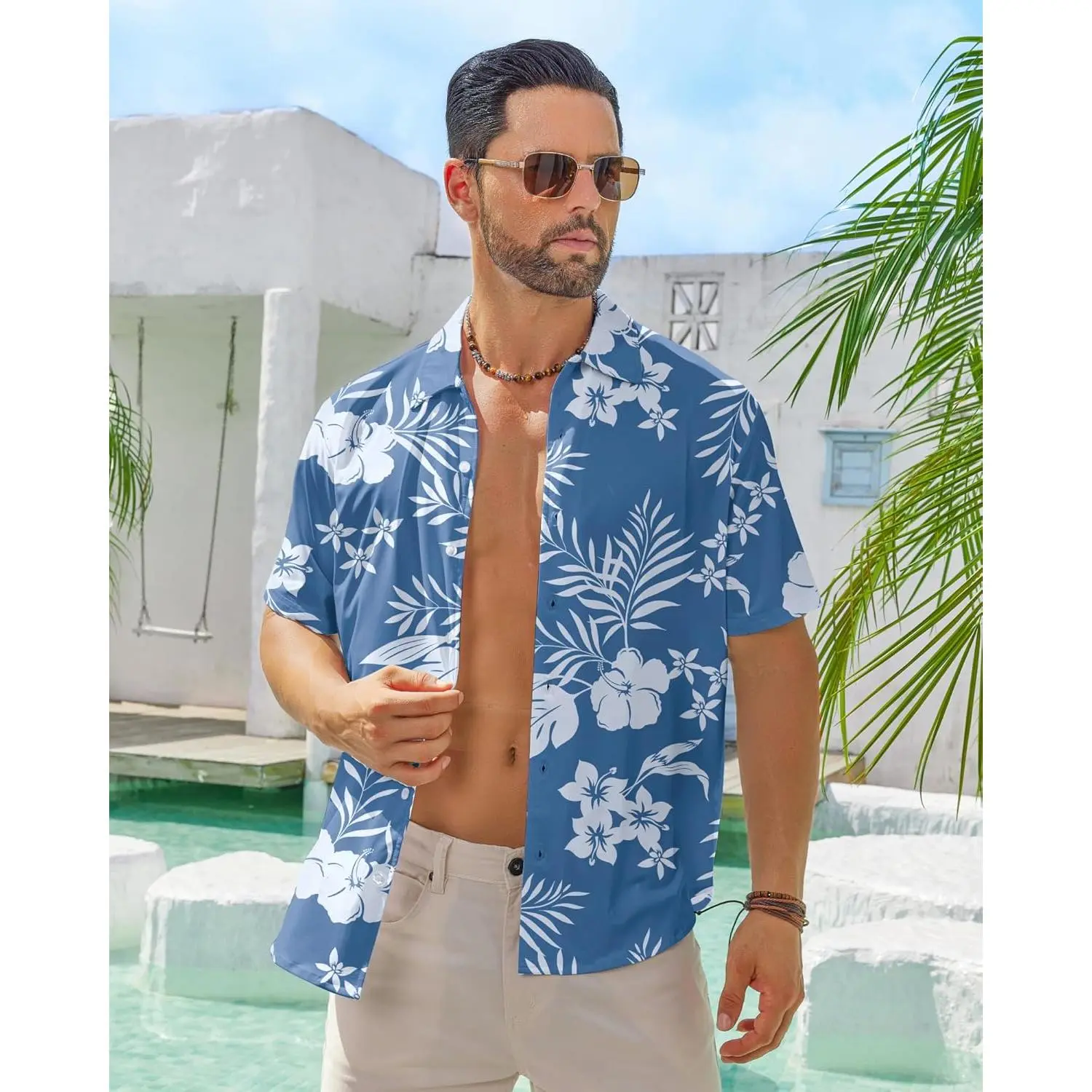 Men's Hawaiian Wrinkle-Free Short Sleeve Button Down Tropical Floral Beach Vacation Shirt - Lightweight Breathable Casual Summer Shirt Perfect for Beach Party Vacation Resort Wear Comfortable Fashion Style Men's Hawaiian Wrinkle-Free Short Sleeve Button Down Tropical Floral Beach Vacation Shirt - Lightweight Breathable Casual Summer Shirt Perfect for Beach Party Vacation Resort Wear Comfortable Fashion Style