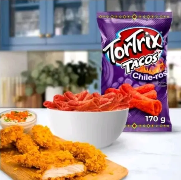 TORTRIX TACOS CHILE-ROS 170gr PACK of 3 Bags Autentic Flavor Spice of Guatemala Snack Chips with Taste Perfect for Any Dip
