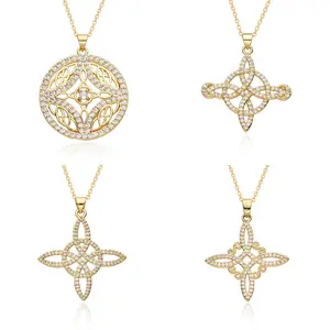 Witch knot necklace golden inlaid zircon hollow women's jewelry fashion accessories gift protection energy