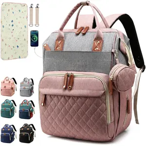 Diaper Bag Backpack with Changing Pad Large Capacity Baby Travel Bag Multi-Pocket Waterproof Stroller Straps Spacious Storage Insulated Bottle Pockets Comfortable Adjustable Straps Durable Water-Resistant Material