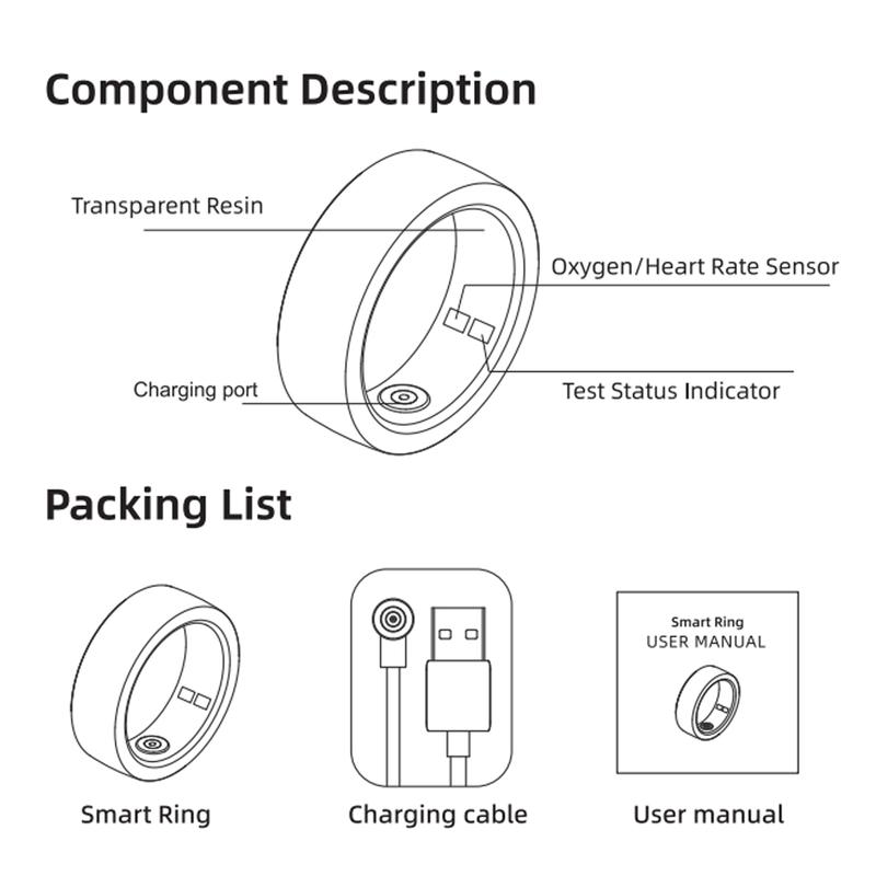 Smart Ring Health Monitoring Wearable Fitness Trackers Calories Burned Sleep Quality IP68 Waterproof for Outdoors and Gym for Women Men Couple Gift - Android Watch