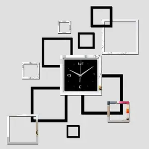 New Large Acrylic Mirror Wall Clock, Modern Design Decor for Room, Antique-Style Photo Display Set
