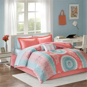212 MAIN Intelligent Design Loretta Casual Bright Medallion Print Comforter & Sheet Set - Coral, Full Size Bed