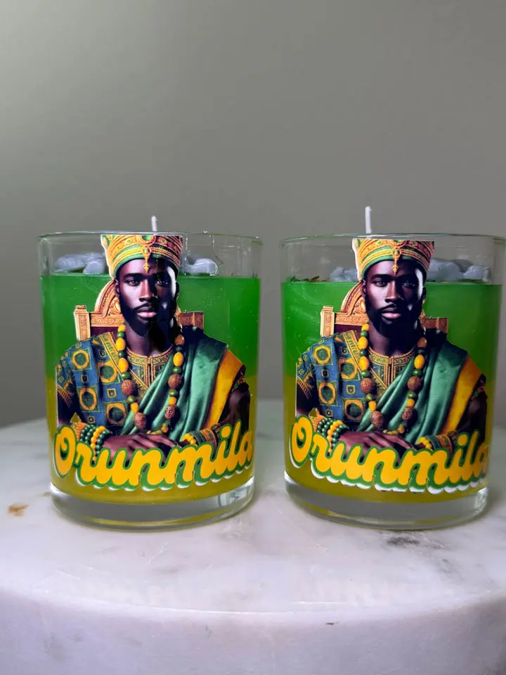 Orunmila Artisanal Aromatherapy Candles - 2-Piece Set Colored Gel Wax Decor Accessories, Long Burn Light Candles for Home Room Decor, Meditation Use