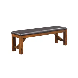 Espresso and Walnut Bench with Padded Seat On-Site