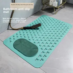 1pc/2pc non-slip shower mat, bathtub mat with drain holes and suction cups, foot massage shower rug, home bathroom, bathroom necessities.