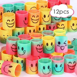 Random Color Mini Party Gift, Party Gift Packs, 12pcs/set Colorful Rainbow Coil Spring, Birthday Party Gift, Classroom Reward, Holiday Gift for Boys & Girls, Party Favors
