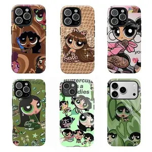 Y2K P0werpuff Girls Phone Case Cute Cartoon Graffiti Style Phone Case  Compatible for iPhone 17 16 15 14 13 12 and for Samsung S23-S25 Perfect Gift For Cute Girl and Boy