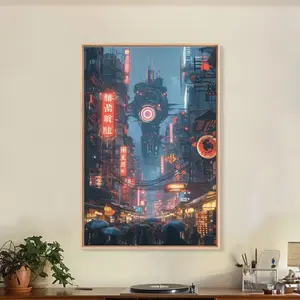 Cyberpunk City Poster, Classic Japanese Dystopian Street Print, Sophisticated Sci-Fi Wall Art, Exclusive Aesthetic Decor, Unframed Print Only