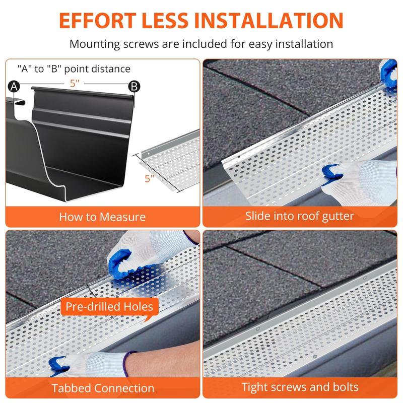 GARVEE Gutter Guard 5 inch 104Ft, Rain Gutter Guard, Aluminum Mesh Heavy Duty, Leaf Filter Guards for Gutters Debris Protection for Roof Gutter, Easy to Install