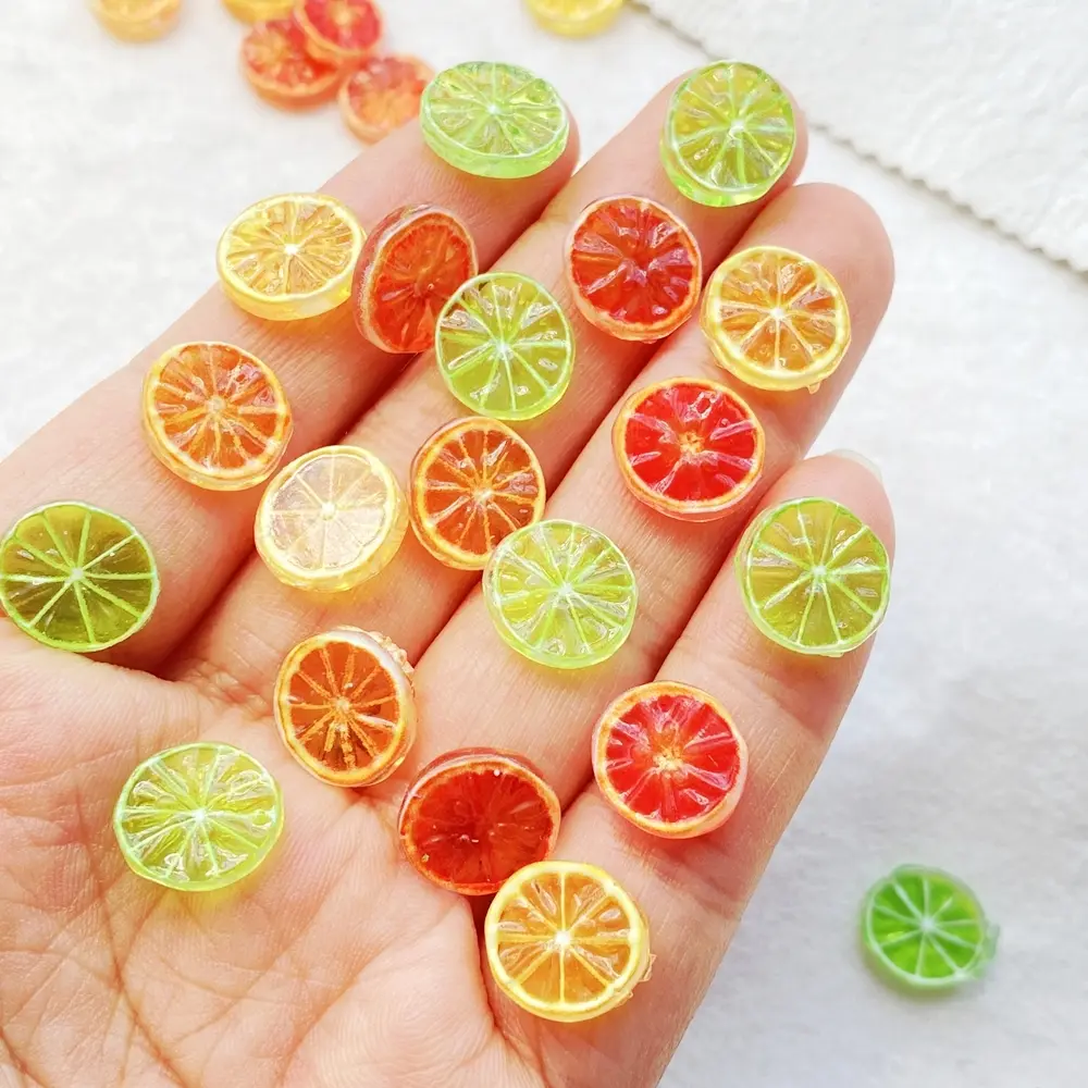 60 pieces of colorful resin mini lemon slice jewelry, Lemon motif, vibrant citrus nail art decoration, flat back stones for DIY crafts, wedding earrings, home decoration accessories, lemon decorations, craft supplies, Versatile use, Diy Jewelry Making