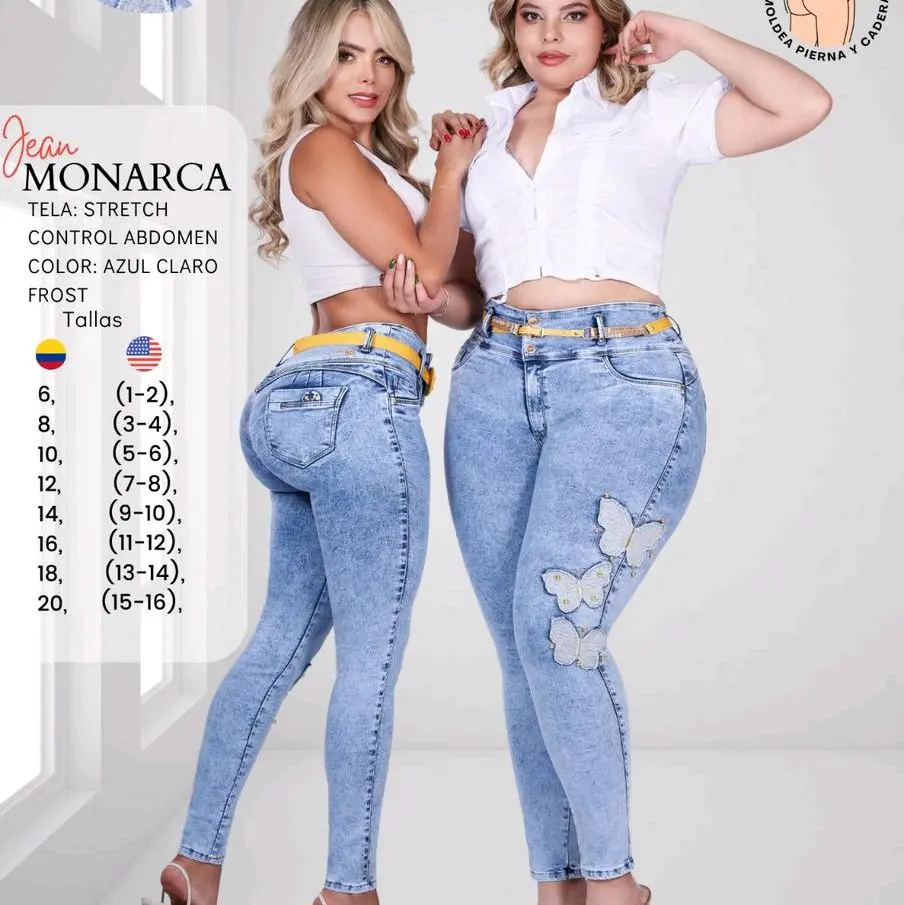 Jeans - Butterfly Jeans Barioa Colors 100% Colombian Original Stretch Control Abdomen Blue Frost Womenswear Bottom Pants Streetwear Basic Everyday Fashion Trouser Fit Minimalist
