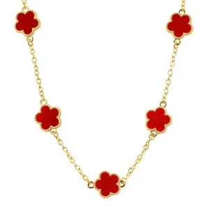 15mm Clover Chain Link Costume Necklace, Fashion Accessory for Women
