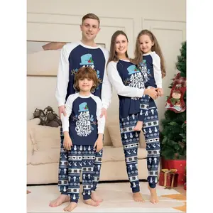 ChristmasFamilyPajamaSet,FashionCasualReindeerSnowmanPrint,ThinFabric,FittedStyle,Fall&WinterSleepwear