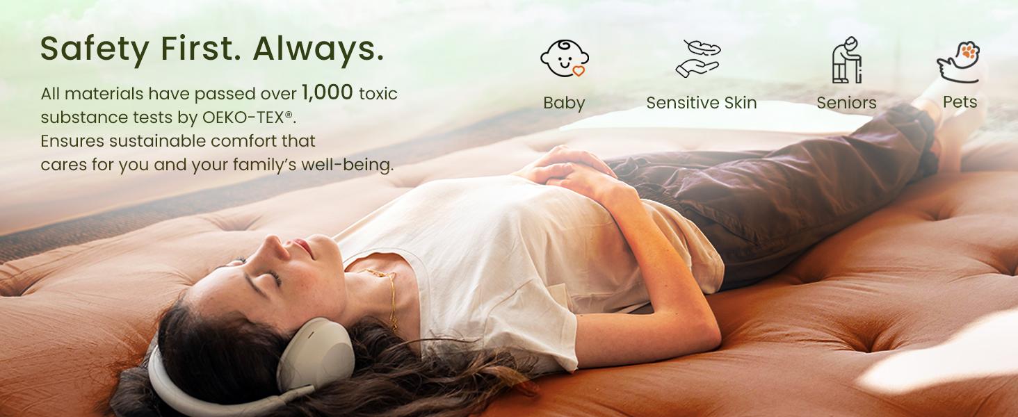 ZonLi Foldable Japanese Futon Mattress – Thick 100% Cotton, Portable Floor Bed, Easy Sleep Anywhere for Dorm, Guests & Camping