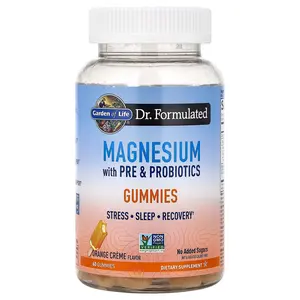 Garden of Life Magnesium with Pre & Probiotics Gummies, Orange Creme, 60 Gummies