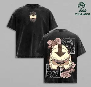 Appa Avatar The Last Airbender Vintage Washed Oversized Anime Shirt, Yip Yip Cute Graphic Tee, Cozy Aesthetic Streetwear, Heavyweight Cotton Unisex Gift