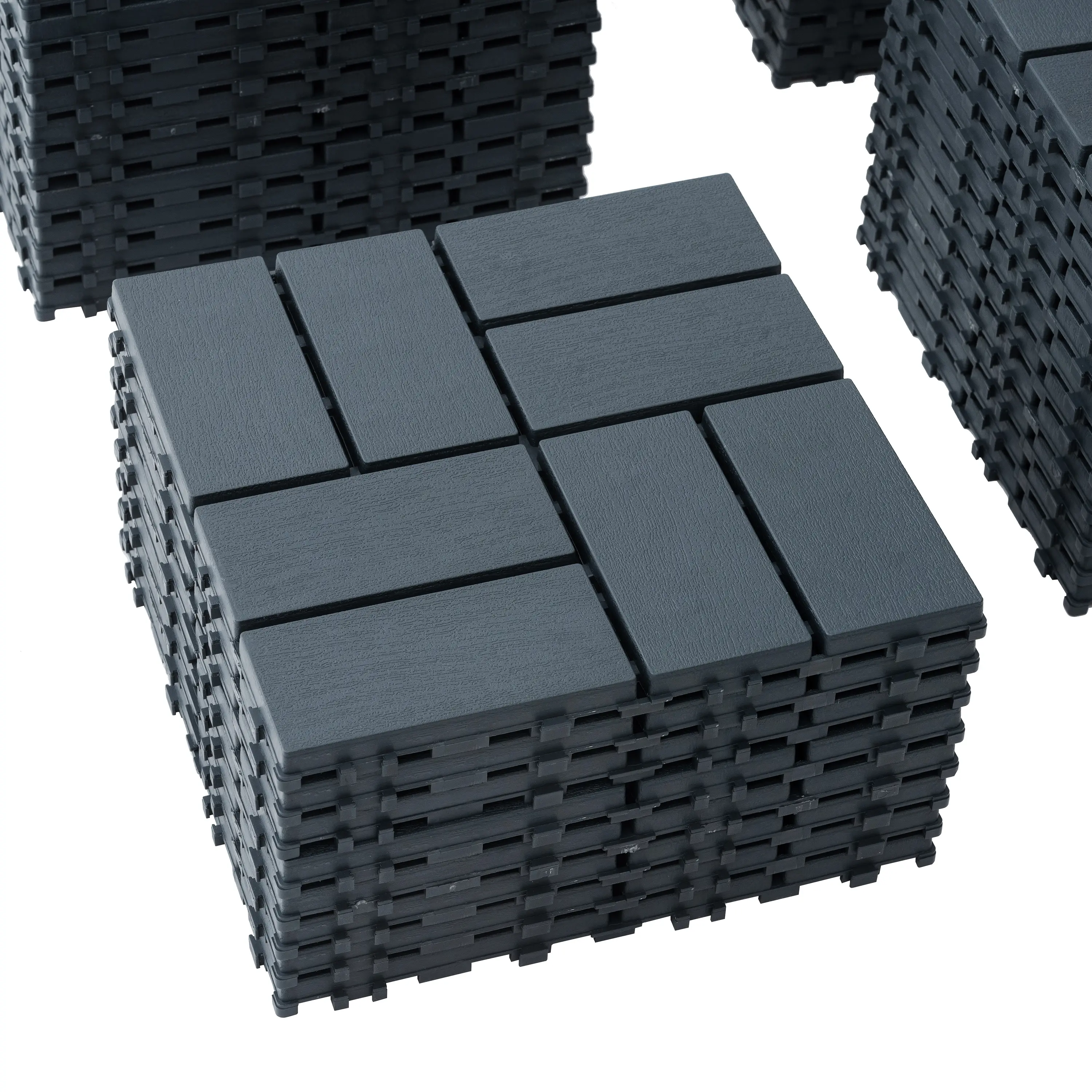 Plastic Interlocking Deck Tiles, 44-Pack 12"x12"x0.8" Square Waterproof All Seasons Decking Tiles with Interlock Fit for Outdoor & Indoor Patio Use