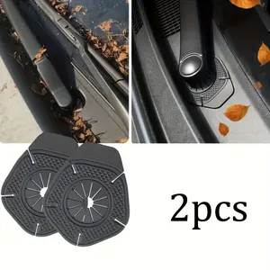 2pcs Car Wiper Arm Hole Protection Pads - Durable PVC, Windshield Guard Covers with Leaf Debris Removal Design, Fits Various Vehicle Models, Car Protector