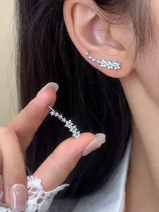 Rhinestone Decorated Earrings, Elegant Cute Women's and Girls' Earrings for Parties, Versatile Fashion Jewelry for Everyday Wear, Gorgeous Birthday Gift Idea