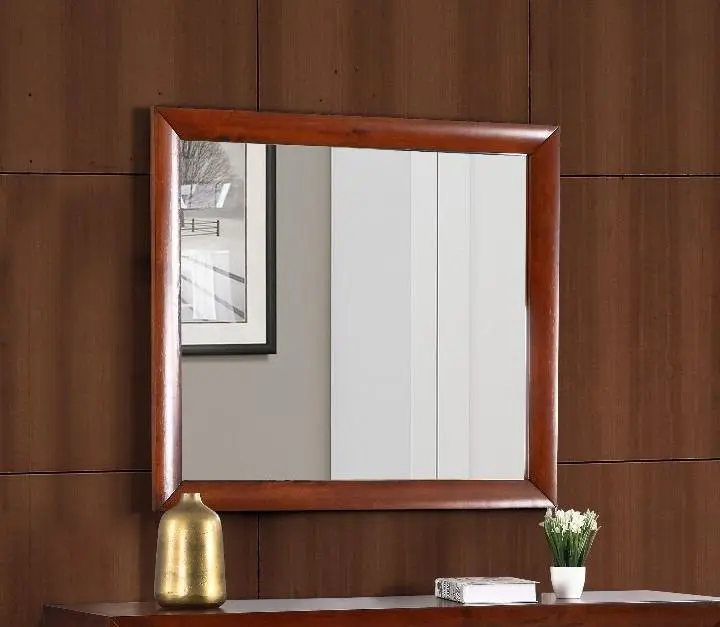 Cherry Finish Wall Mirror by Marilla, Classic Rectangular Design