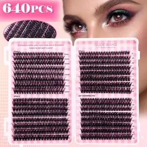Large-capacity tufted eyelashes, 50D+60D+80D imitation mink false eyelash tufts-thick, light anime eyelashes, super soft & super light, 8-16mm mixed length, suitable for beginners to reuse, daily stage makeup, Individual Lashes Kit