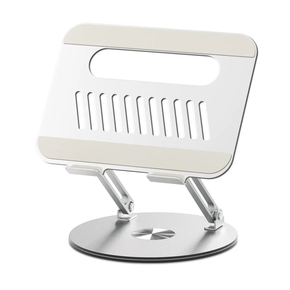 360° Rotating Laptop Stand, Adjustable Foldable Aluminum Laptop Riser, 2-in-1 Laptop & Phone Stand for Gaming & Office