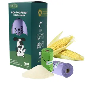 PawPure 150 Count Lavender Scented Dog Poop Bags - 100% Certified Compostable, Extra-Thick 0.18mm, Leak-Proof, Eco-Friendly Pet Cleanup - ASTM D6400 & EN 13432 Compliant