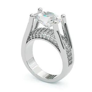 Jzora 3.5 Carat Oval Cut Engagement Ring Sparkling Silver Ring Perfect For Wedding Promise Or Daily Wear