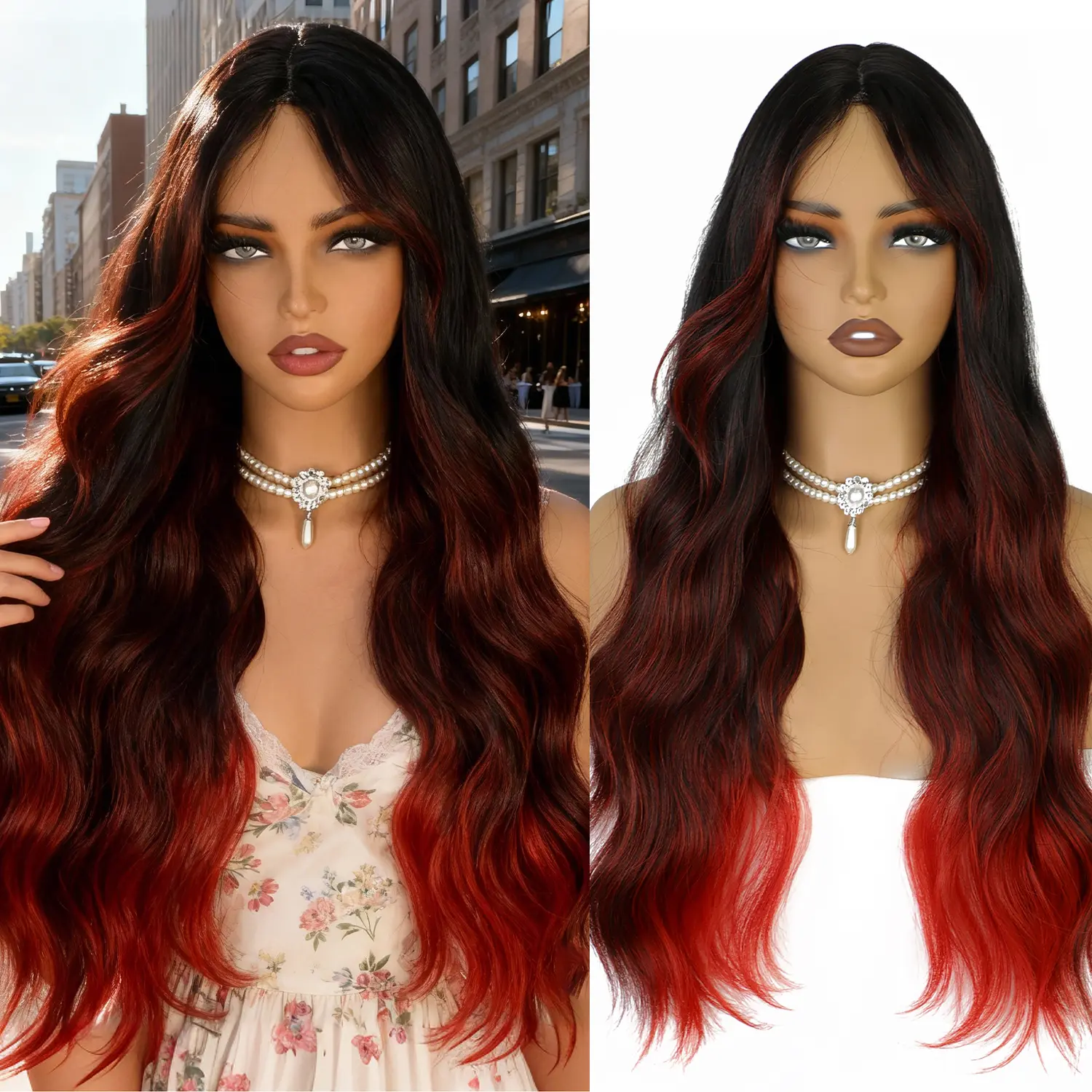 Black wine red ombre