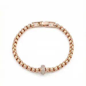 Luxem Sparkly Cubic Zirconia Lucky Bracelet Elegant Golden Fashion Jewelry for Women Gift Statement Bracelet