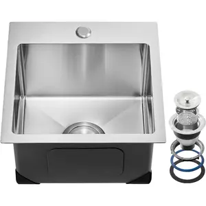 VEVOR 33 Kitchen Workstation, 304 Stainless Steel Top Mount, Built - in Single Bowl Farmhouse with Accessories, Home Dishwasher Sink, for RV, Prep Kitchen and Bar (Black) (Silver, 33IN)VEVOR Super Brand Day