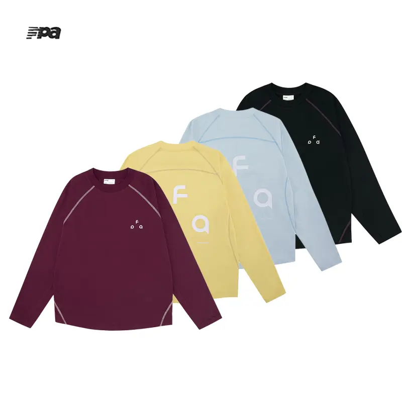 FPA Crewneck Long‑Sleeve Top,Loose‑Fit Quick‑Dry Basic Tee With Back Logo Print for Men & Women