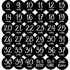 Pregnancy Weekly Belly Growth Stickers - Week to Week Pregnant Expectg Photo Prop - Maternity Keepsake - Baby Bump - Large Set of 36 Weekly Photo Sticker