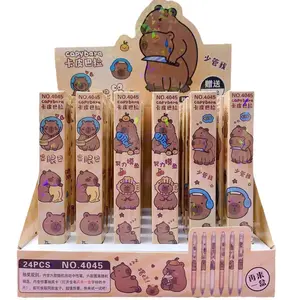 Capybara gel pen, cute capybara retractable pen, high aesthetic value student pen, black gel pen, cute note-taking pen
