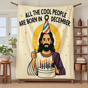 Cool December Birth Blanket, Soft Knitted Fabric Multi-Size Warm Blanket, Home Decor, Comfortable Fashion Design, All Seasons Use, Holiday Gift